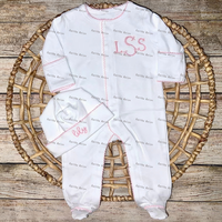 Tenue de rentrée à la maison pour nouveau-né, grenouillère à bordure picotée avec chapeaux, tenue de nouveau-né monogramme, ensembles de pyjamas pour bébé