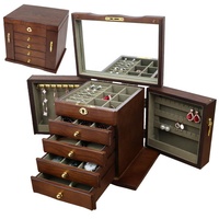 Boîte à bijoux universelle en bois à 4 niveaux, grand boîtier de rangement de tiroir, pour bijoux