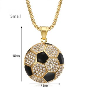 Collar con Colgante <span class=keywords><strong>de</strong></span> Balón <span class=keywords><strong>de</strong></span> Fútbol <span class=keywords><strong>de</strong></span> Acero Inoxidable Chapado en <span class=keywords><strong>Oro</strong></span> <span class=keywords><strong>de</strong></span> 18K con Diamantes CZ, Joyería Hip Hop, Regalo - Product Image 5