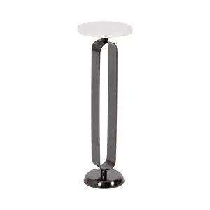 Modern Metal And Acrylic Side Table For Living Room Bedroom And Patio - Sleek Pedestal Design