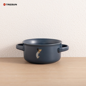 china factory price oem custom logo 4.5 5.5 7.5 cartoon design cute porcelain stoneware ceramic bowls <b>set</b> with double handle - Product Image 5