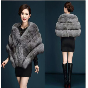 New Fashion <strong>Woman</strong> Real Fox Fur Shawl Vest Jacket Fluffy Party Clothing Fur Shawl <strong>Cape</strong> Wedding Luxury Natural Fur Scarf <strong>Coat</strong> - Product Image 3