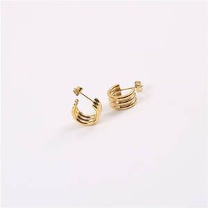 Boucles d'oreilles Huggie en acier inoxydable, larges <span class=keywords><strong>Huggies</strong></span> modernes <span class=keywords><strong>couches</strong></span> or, tendance - Product Image 1