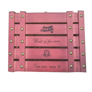 Wooden <b>Wine</b> Box Red Six Bottle Stackable Storage Rectangle Beverage <b>Container</b> World Of Fine <b>Wines</b> Logo - Product Image 5
