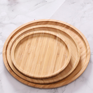 Bamboo Round <b>Tray</b> 25cm Wood Serving Plate For <b>Tea</b> Coffee Hotel Use Solid Color - Product Image 5