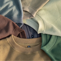 2024 haute qualité 270GSM poids lourd décontracté grande taille unisexe tricot gaufré à manches longues hommes personnalisé