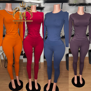 Nuevo Conjunto de Invierno Otoño para Mujer de 2 Piezas con Camiseta de Secado Rápido y Leggings para Yoga o Correr - Product Image 1