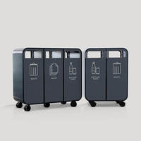Compartiment de recyclage 3 déchets métalliques recyclage poubelles Ss Restaurant intérieur stockage Public poubelle 32 gallons poubelle