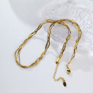 Trendy Anti Tarnish Hypoallergenic Stainless Steel 14k 18k PVD <b>Gold</b> Plated Necklace Bracelet <b>Jewelry</b> <b>Sets</b> for Women - Product Image 2