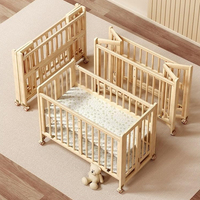 Lit bébé convertible multifonctionnel le plus vendu, design moderne, robuste, en bois massif, pieds naturels, pliable, réglable, pour la maison et l'école