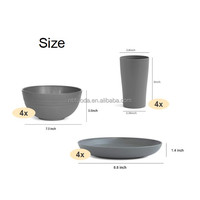 Vente en gros de service de table en plastique pour la maison de restaurant nordique, kit de vaisselle réutilisable, ensemble de vaisselle 12 pièces