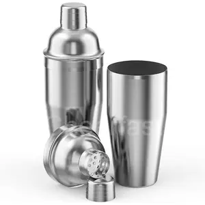 Perfect Bartender Barware Tool 25Oz Silver Martini Drink Shaker Food Grade Stainless Steel Cocktail Shaker 750ML