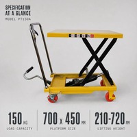 Chariot élévateur à ciseaux hydraulique manuel 150 kg, mini chariot élévateur mobile, plateforme plate en acier pour manutention en entrepôt