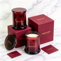 Stoples Lilin dengan Tutup dan Kemasan Kotak 10oz 12oz Stoples Lilin Kaca Amber Kosong Mewah