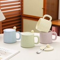 Ensemble de 2 tasses à café en céramique et marbre, haute qualité, couple personnalisé, mr et mrs, coffret cadeau avec couvercles et cuillères