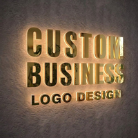Lettres rétroéclairées personnalisées, logo 3D Halo Lit, signalétique en acier inoxydable brossé, signalétique de réception d'hôtel, vente en gros, usine OEM ODM