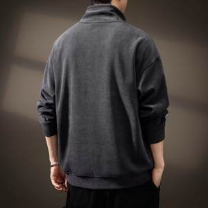 Sudadera de lana gruesa de talla grande para otoño/invierno con cuello alto y media cremallera, estilo casual y holgado de marca de moda. - Product Image 3