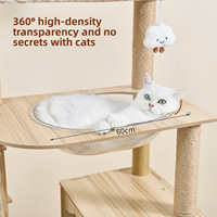 Arbre à chat moderne et écologique avec lit intégré, griffoir et maison semi-circulaire à 4 niveaux en panneau de densité
