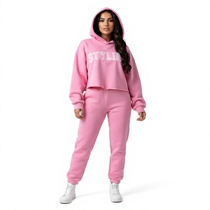 Conjunto de Sudadera con Capucha Oversize Rosa para Mujer, Sudadera de Felpa con Estampado de Letras y Logotipo Frontal, Manga Regular, Ropa de Otoño - Product Image 1