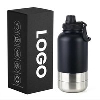 Botella de Agua Portátil 3 en 1 para Perros, de Acero Inoxidable Aislado, con Logotipo Personalizado, Contenedor de Alimentos y Tazón para Perros, para Viajes al Aire Libre