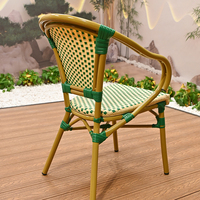 Mobilier d'extérieur de style français cadre en aluminium nouveau rotin café bar chaise de salle à manger jardin extérieur France