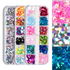 3D Nail Glitter Sequins Valentine's Set Laser Butterfly Heart sNail Sequin Acrylic Paillettes Holographic Nail Sparkle Glitter