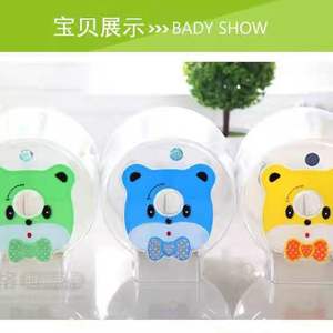 Porte-papier toilette créatif en forme de dessin animé, en plastique circulaire avec ventouse, pas de perçage requis, options de couleurs bleu, jaune, vert - Product Image 4