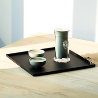 Plateau présentoir moderne en métal, noir, avec poignée pour commode, organiseur de bijoux décoratifs