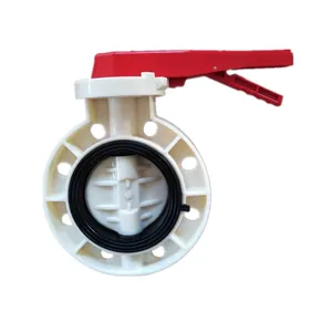 ISO factory wholesale white grey color manual level gearbox ABS PPH UPVC FRPP plastic wafer butterfly valve