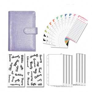 Agenda de trabajo de negocios <span class=keywords><strong>2023</strong></span>, carpeta de 6 anillas de cuero Pu, monedero de cocodrilo A5 A6, juegos de carpetas económicas <span class=keywords><strong>con</strong></span> sobres de efectivo, etiqueta adhesiva - Product Image 1