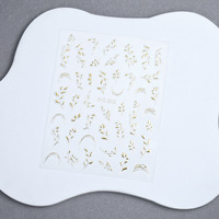 Autocollants pour ongles en forme de feuille dorée, autocollants adhésifs en relief de style chinois avec feuilles dorées et feuilles de jade, décalcomanies de feuilles végétales pour ongles