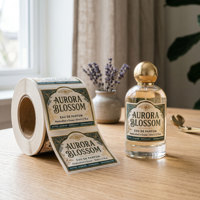 Rouleaux d'autocollants de parfum de luxe personnalisés, étiquettes adhésives, motifs personnalisés imprimés, emballage de flacons cosmétiques haut de gamme, autocollants de logo