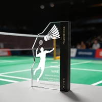 Trophée de badminton en cristal original, nouveau, haut de gamme, élégant, créatif, médaille pour événements sportifs, vente directe d'usine en Chine, impression de logo