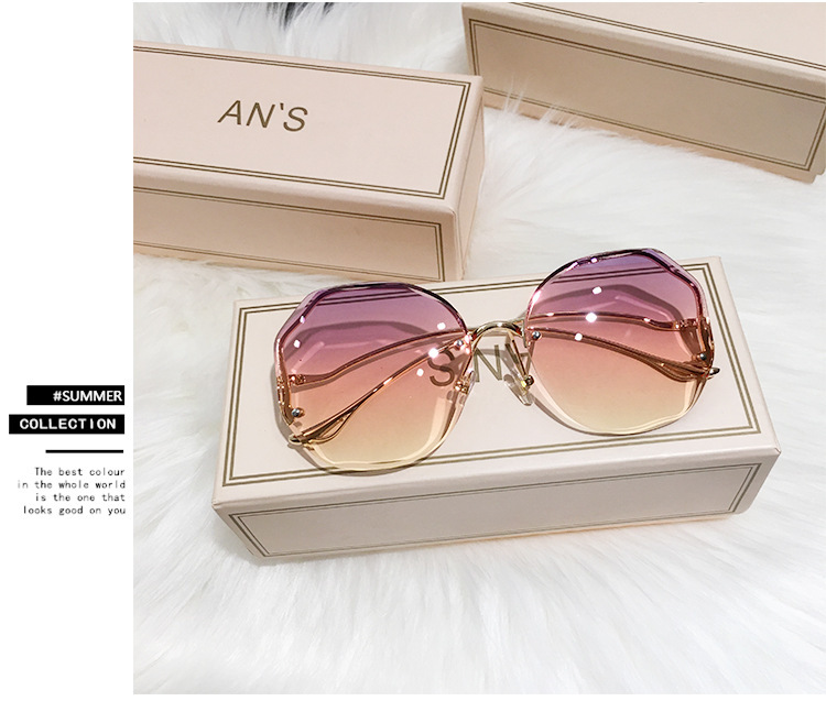 Fashion No Frame Trimmed Sunglasses - Transparent Ocean  display picture 1