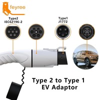 Convertidor Feyree de 3.5kW Monofásico para Vehículos Eléctricos, Tipo 2 a Tipo 1, 16A 250V, Adaptador de Carga Portátil Compatible con Vehículos Eléctricos Estándar Tipo 1