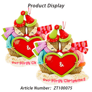 Tùy Chỉnh Handmade Giáng Sinh Vài Nhím Gia Đình 2 Tình Yêu Trái Tim Treo Trang Trí Cho Xmas Vài Với Trái Tim Cho Món Quà Đầu Tiên Trang Trí Nội Thất - Product Image 6