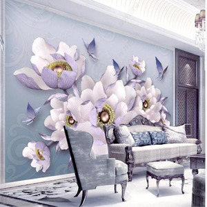 Hermoso piso papel 3d etiqueta rosa Flor de pared papel pintado mural casa assesories de 60x96inches - Product Image 1