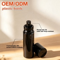 Envases Verticales Cilíndricos de PET Negro Brillante con Pulverizador y Tapa Hermética para Bruma Facial, Servicio de Diseño Personalizado para Cosméticos