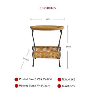 ART NEST Présentoir Européen Artisanat Antique, Chariot de Rangement Portable en Métal, Bois et Bambou, Panier de Rangement Durable pour Salon - Product Image 6