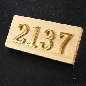 Número de números do quarto de hotel de bronze, figura 0-9, placa de número de placa moderna de hotel para casa