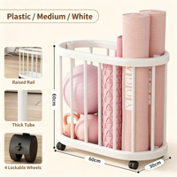 Chariot de rangement mobile pour équipements sportifs avec roues verrouillables, organisateur de tapis de yoga pour salle de sport à domicile, support pour ballons d'exercice, haltères et accessoires d'entraînement