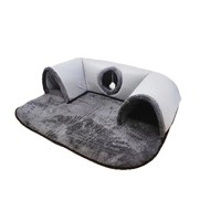Nouveau matelas et tunnel pour chat en polyester, jouet à rouler sur le sol, lit pour chat détachable et lavable, jeu de cache-cache en forme de U, toutes saisons