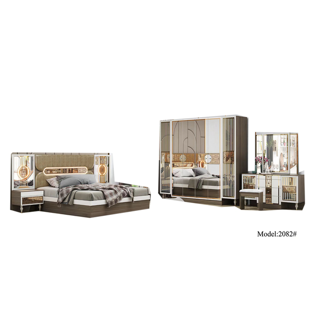 New Arrival Turkey Design Modern 5pcs MDF Board Bedroom Set Furniture for Home