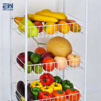 Étagère de cuisine en fer pour le stockage des fruits, étagère en fil de acier avec roues, support de stockage des légumes