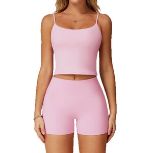 Conjunto de Yoga Disko Sport para mujer, Top corto de dos piezas de color sólido, Leggings de cintura alta, ropa de entrenamiento físico TZ3063 - Product Image 2