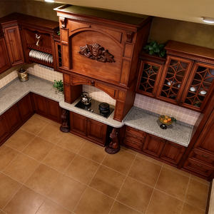 Armoire de <span class=keywords><strong>cuisine</strong></span> en bois massif de qualité, en noyer rouge et okoumé, avec porte en caoutchouc, sculptée, de luxe - Product Image 5