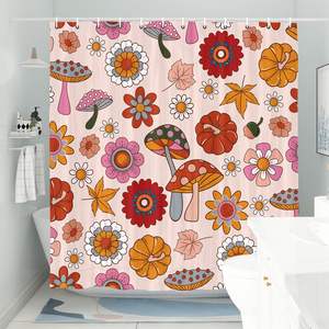Retro Flower Shower <strong>Curtain</strong> Groovy Vintage Hippie <strong>Funky</strong> 70s Sun Flowers Shower <strong>Curtains</strong> Bathroom Home Decor Custom in Stock - Product Image 4