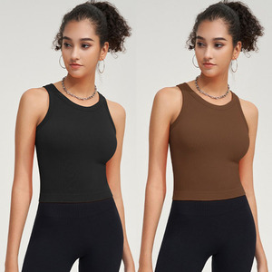 Workout Ribbed tank <strong>Top</strong> Women Sexy Womens <strong>Camisole</strong> With <strong>Bra</strong> Padded Sleeveless <strong>Top</strong> Sports Running Hydration Vest Yoga Mujer - Product Image 1