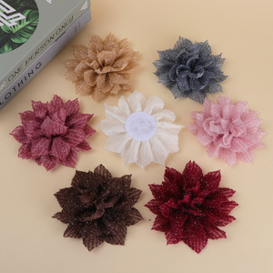 Fleur artificielle en tissu de 13 cm, faite à la main, accessoire pour cheveux DIY, fleur en soie, décorations pour vêtements de mariage - Product Image 2