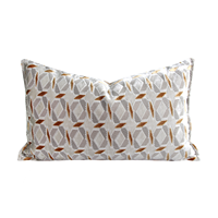 Housse de coussin de canapé lombaire de luxe beige doré en velours à coupe diamant géométrique, avec mémoire de forme, massage, fermeture éclair invisible et antibactérienne